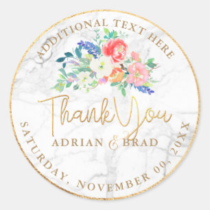 PixDezines Wasserfarbenmarmor+Imitate Gold Runder Aufkleber