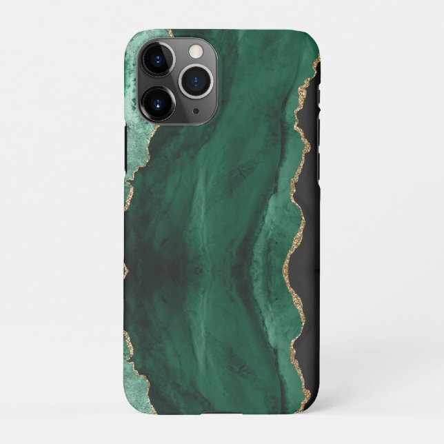 PixDezines WATERCOLOR AGATE DARK GREEN iPhone Hülle (Rückseite)