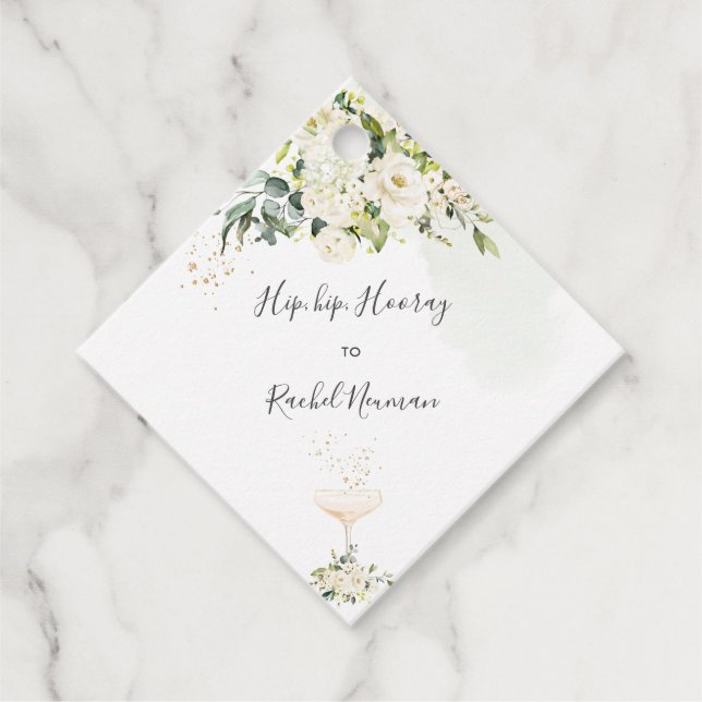 PixDezines Watercolor Alabaster Rose Geschenkanhänger (Vorderseite)