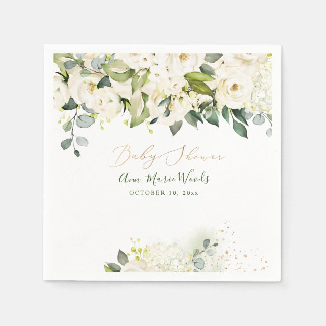 PixDezines Watercolor Alabaster Rose Kinderdusche Serviette (Vorderseite)