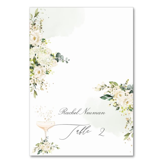 PixDezines Watercolor Alabaster Rose Zent Tischnummer (Vorderseite)