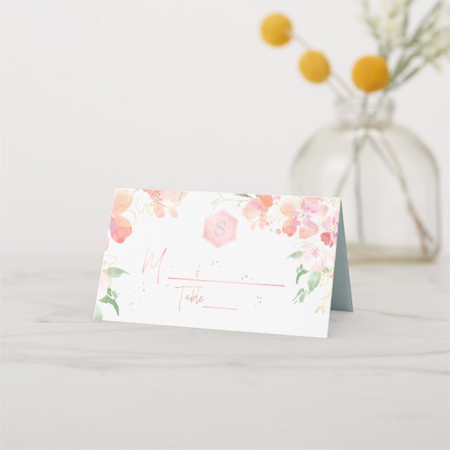PixDezines Watercolor Bat Mitzvah, Blush Sweetpea Platzkarte (Vorderseite)