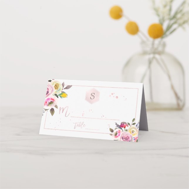 PixDezines Watercolor Bat Mitzvah, Pastel-Rose Platzkarte (Vorderseite)