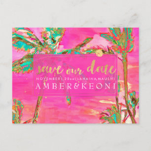 PixDezines Watercolor Beach Rett Date Foto Ankündigungspostkarte