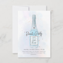 PixDezines Watercolor Blue Champagne Brunch Bubbly Einladung