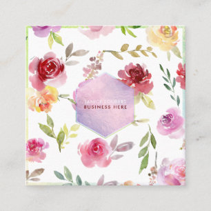 PixDezines Watercolor Blume Blauer Honeycomb Quadratische Visitenkarte