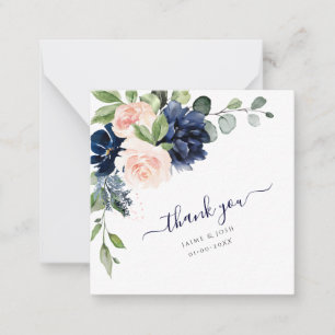 PixDezines Watercolor Blume Blush Navy Vielen Dank Mitteilungskarte