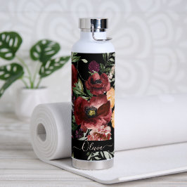 PixDezines Watercolor Blume Marsala Rote Rosen Trinkflasche