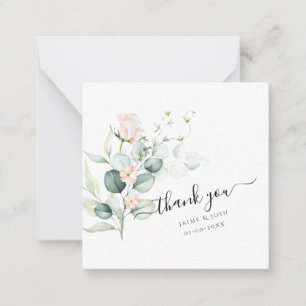 PixDezines Watercolor Blush Rose Eukalyptus Mitteilungskarte