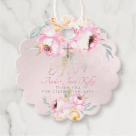 PixDezines Watercolor Blush Taufe Vielen Dank Geschenkanhänger