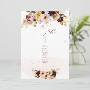 PixDezines Watercolor Boho Blume Tabelle Nr. Einladung