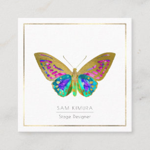 PixDezines Watercolor Butterflies Quadratische Visitenkarte