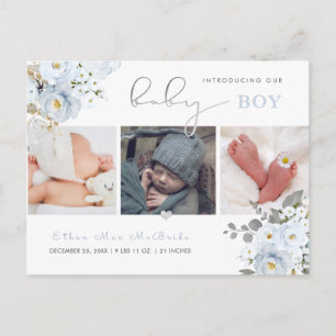 PixDezines Watercolor Dusty Blue Rosen Postkarte