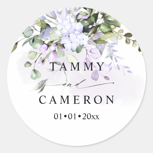 PixDezines Watercolor Dusty Lila Gum Eukalyptus Runder Aufkleber (Vorderseite)