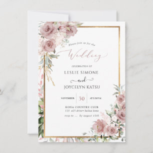 PixDezines Watercolor Dusty Rose Einladung