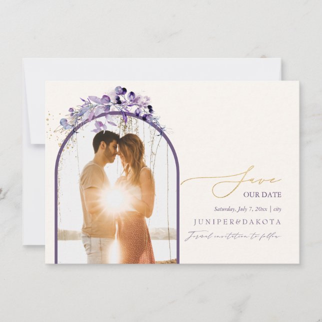 PixDezines Watercolor Eukalyptus Wreath Greenery S Save The Date (Vorderseite)