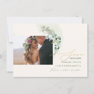 PixDezines Watercolor Eukalyptus Wreath Greenery Save The Date