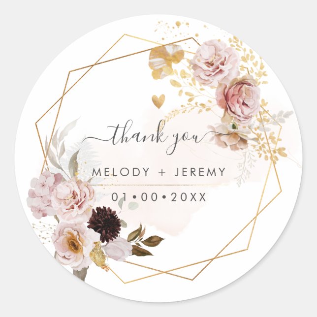 PixDezines Watercolor Fall Garden Blume Klassisch Runder Aufkleber (Vorderseite)