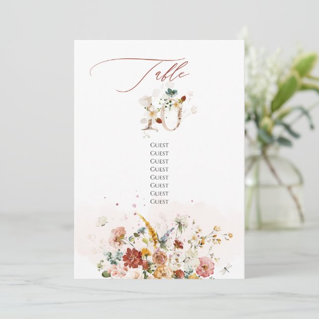 PixDezines Watercolor Fall Garden Blume Tabelle 10 Einladung (Stehend Vorderseite)
