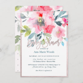 PixDezines Watercolor Garden Rose Kinderdusche Einladung