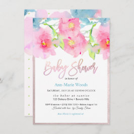 PixDezines Watercolor Garden Rose Kinderdusche Einladung