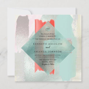 PixDezines Watercolor Living Coral Seafoam Mist Einladung