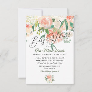 PixDezines Watercolor Mittelsommer Rose Babydusche Einladung