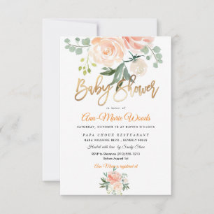 PixDezines Watercolor Mittelsommer Rose Babydusche Einladung