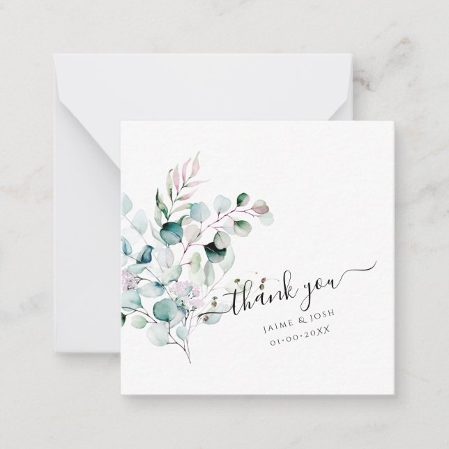 PixDezines Watercolor Pink Gum Eukalyptus Anmerkun Mitteilungskarte (Vorderseite)