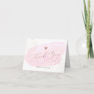 PixDezines Watercolor Pink Rose Gold Vielen Dank Dankeskarte
