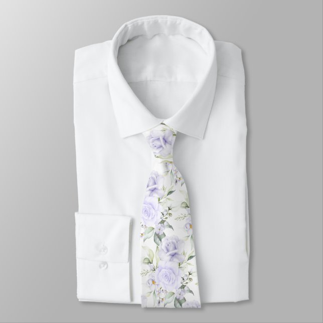PixDezines Watercolor Rose Lila Neck Tie Krawatte (Gebunden)