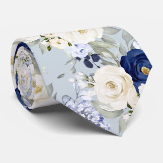 PixDezines Watercolor Roses Navy Blue Cream Krawatte