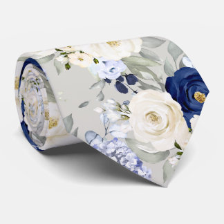 PixDezines Watercolor Roses Navy Blue Cream Krawatte