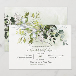 PixDezines Watercolor Rustic Eukalyptus Bridal Einladung