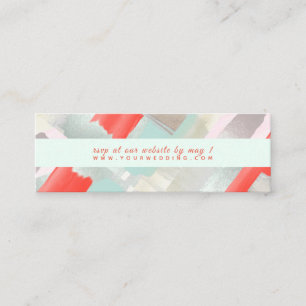 PixDezines Watercolor Seafoam Coral Web RSVP Mini Visitenkarte