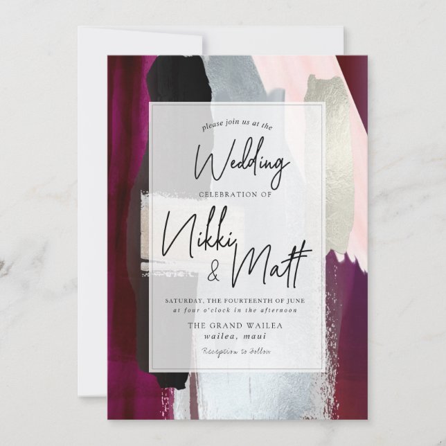 PixDezines Watercolor Swatches Dahlia Red Blush Einladung (Vorderseite)