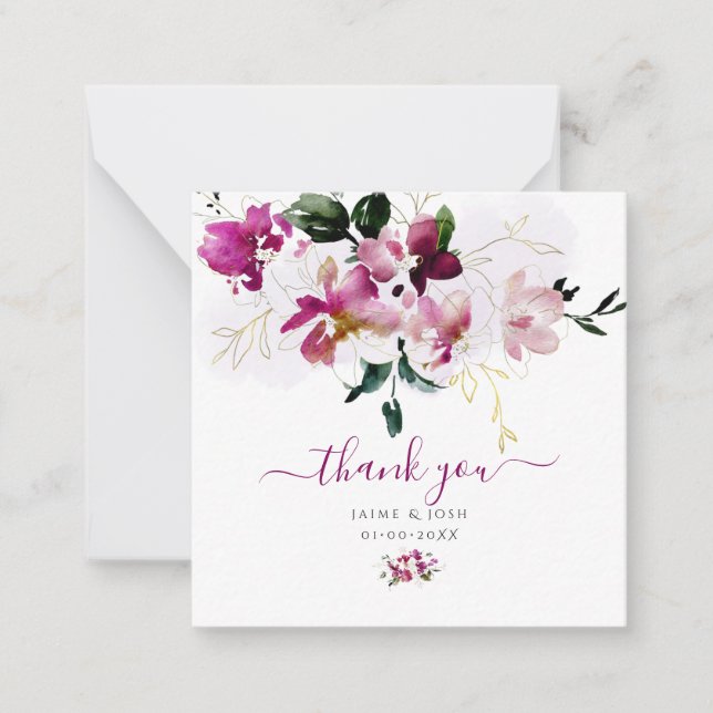 PixDezines Watercolor Sweetpeas Cherry Red Mitteilungskarte (Vorderseite)