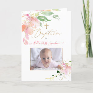 PixDezines Watercolor Sweetpeas Taufprogramm Feiertagskarte