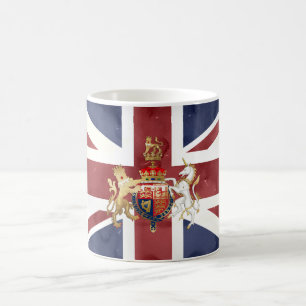 PIXDEZINES WATERCOLOR UNION JACK und INSIGNIE Kaffeetasse