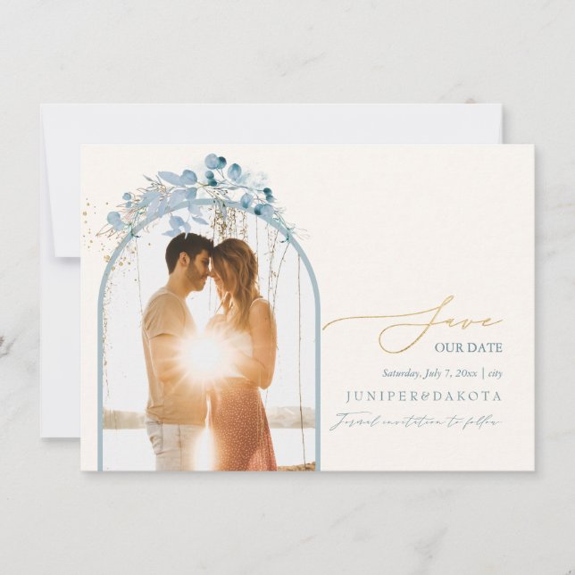 PixDezines Watercolor Winter Eukalyptus Wreath Save The Date (Vorderseite)