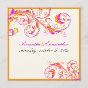 PixDezines Weinbau Wirbel Korallen+Fuschia DIY Far Einladung