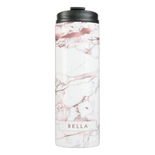 PixDezines WEISSE MARBLE IMITAT ROSE GOLD VEINS Thermosbecher