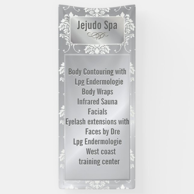 PixDezines Weißer Damaskus + Silbertone Banner (Vertikal)