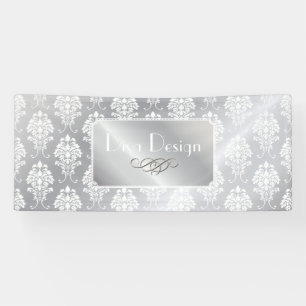 PixDezines Weißer Damaskus + Silbertone Banner