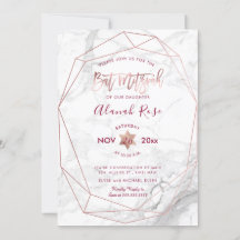 PixDezines Weißer Marmor Bat Mitzvah/Rose Gold