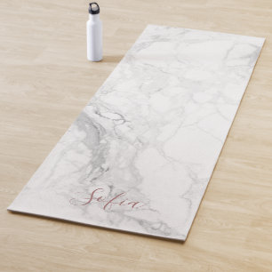 PixDezines Weißer Marmor + rosa Rosenadern Yogamatte