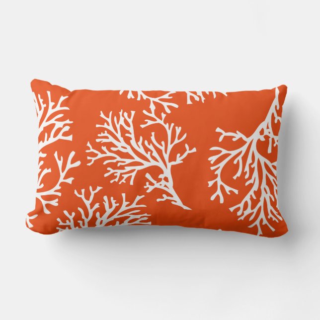 PixDezines, weißer und blauer Korallenhintergrund Lendenkissen (Vorderseite)