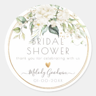 PixDezines Weißes Creme Rose+Grüne Runder Aufkleber