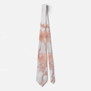 PixDezines White Marble+Faux Rose Gold Adern Hals Krawatte