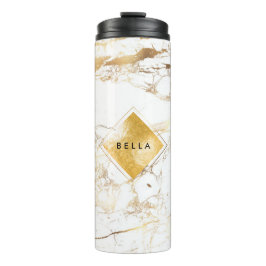 PixDezines WHITE MARBLE IMITAT GOLD VEINS Thermosbecher